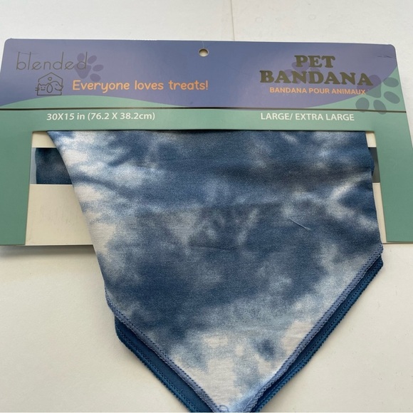 NWT Blended Dog Bandana 2-Pack L/XL Blue & Blue-White Tie Dye Pet Scarves 30x15 - Picture 1 of 6